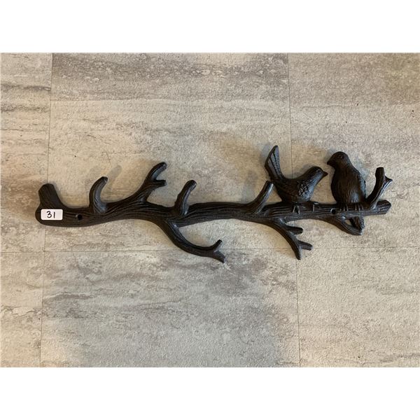 Metal Coat Hanger of Branch With Birds Wall Mounted
