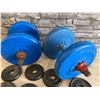 Image 7 : Lot of Weights Plus 2 Barbells 4 York 4.5 Kg Weights 8 - 2.1/2 Lbs Weights