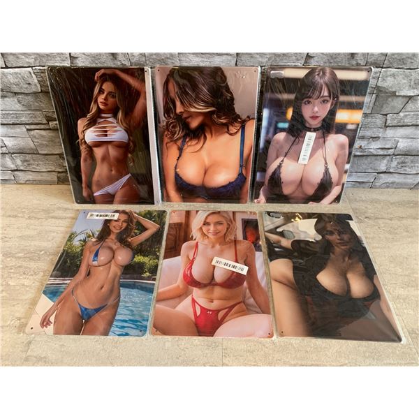 Lot of 6 Risque Metal Wall Hangers