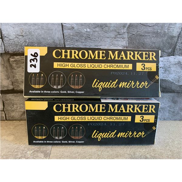 Lot of 2 Chrome Marker Liquid Mirror 3Pcs Per Pack