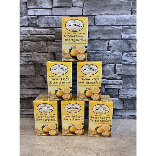 Lot of 6 Packs of Twinnings - Lemon & Ginger Herbal Tea