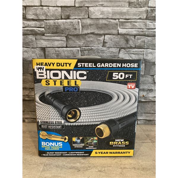 Heavy Duty Bionic Steel Garden Hose Stainless Steel Bonus Spray Nozzle Included