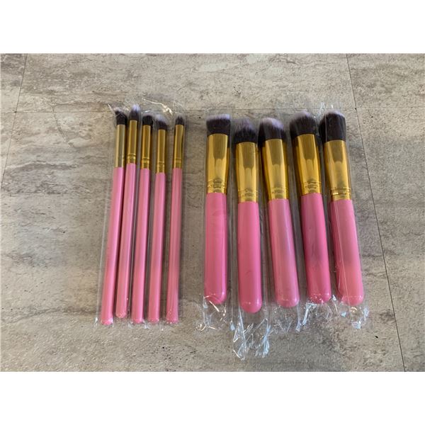 10 PCS Gold & Pink Makeup Brush Set