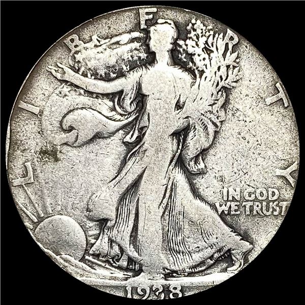 1938-D Silver Walking Liberty Half Dollar  LIGHTLY CIRCULATED