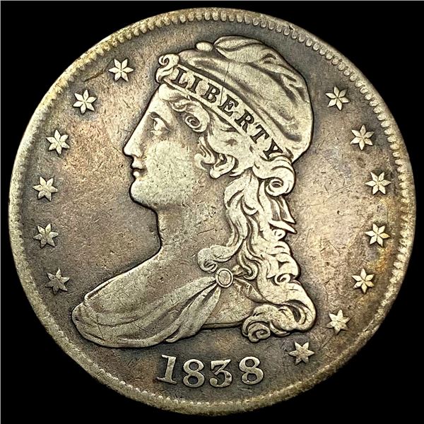 1838 Silver Capped Bust Half Dollar LIGHTLY  CIRCULATED