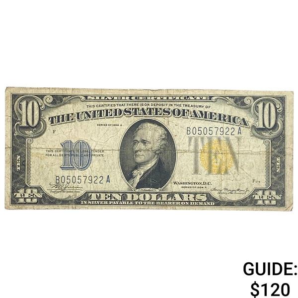 1934 A $10 Silver Certificate Gold Seal