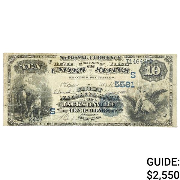 1900 $10 National Bank of Jacksonville Large Note