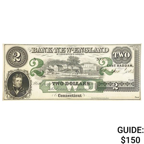 1865 $2 East Haddam Bank New England Large Note