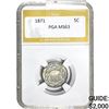 Image 1 : 1871 Shield Nickel PGA MS63