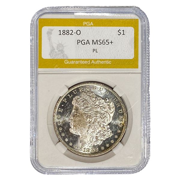 1882-O Morgan Silver Dollar PGA MS65+ PL