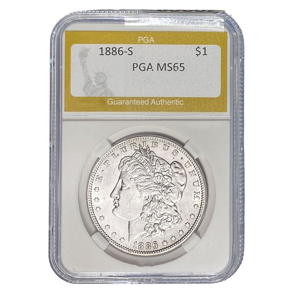 1886-S Morgan Silver Dollar PGA MS65