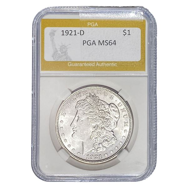 1921-D Morgan Silver Dollar PGA MS64