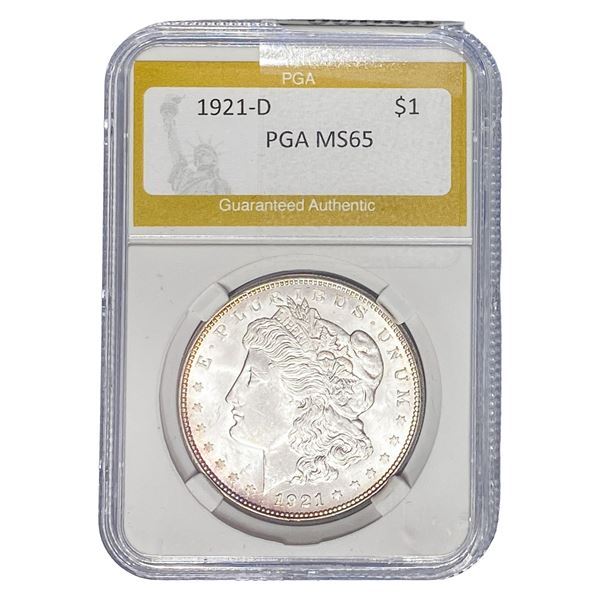 1921-D Morgan Silver Dollar PGA MS65