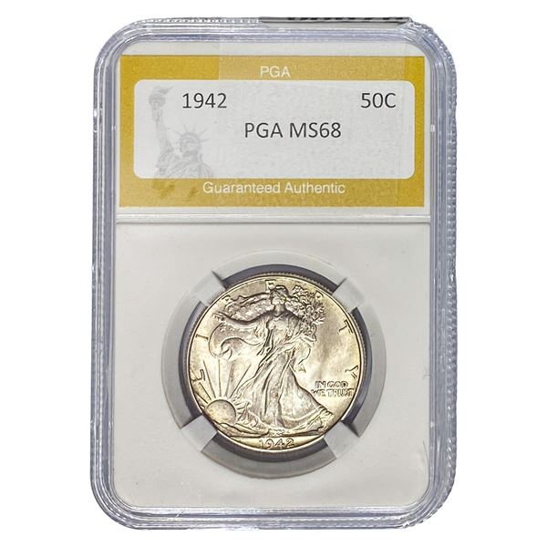 1942 Walking Liberty Half Dollar PGA MS68