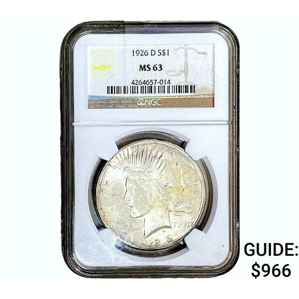 1926-D Silver Peace Dollar NGC MS63