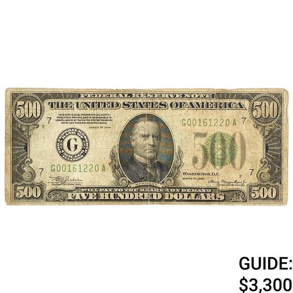 1934 $500 Federal Reserve Note Green Seal