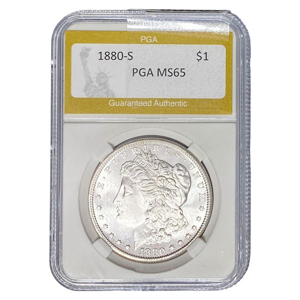 1880-S Morgan Silver Dollar PGA MS65