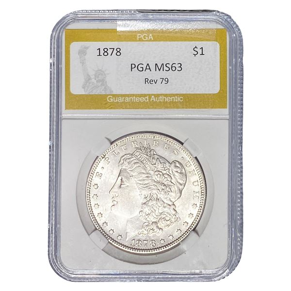 1878 Rev 79 Morgan Silver Dollar PGA MS63