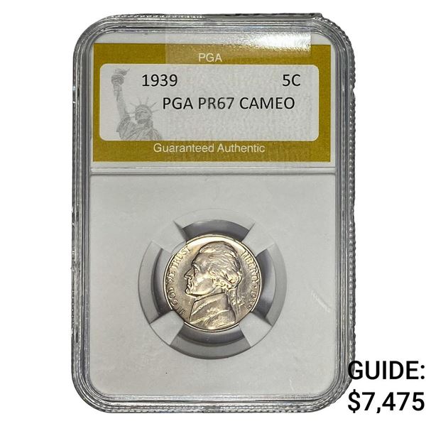 1939 Jefferson Nickel PGA PR67 Cameo