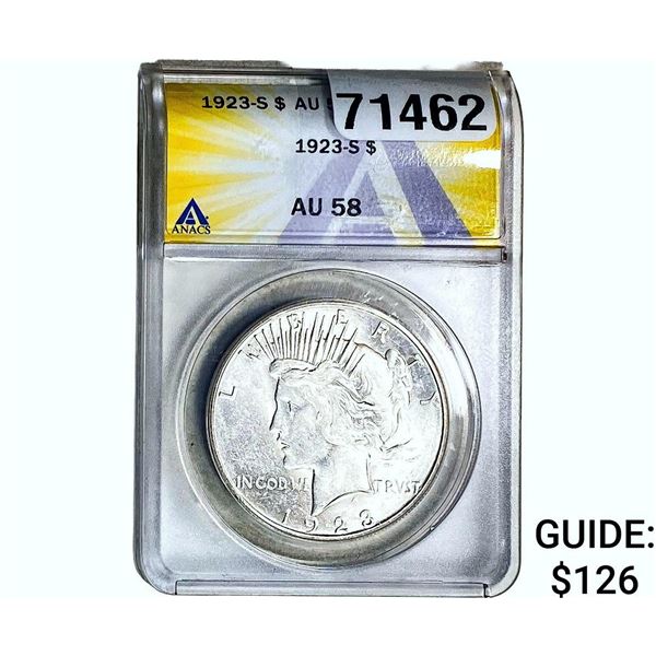 1923-S Silver Peace Dollar ANACS AU58