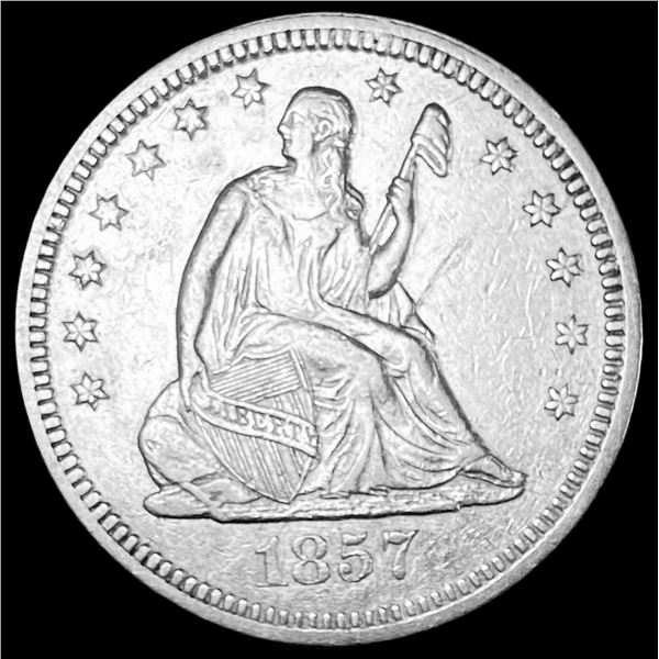 1857 Silver Seated Liberty Quarter CLOSELY UNCIRCULATED