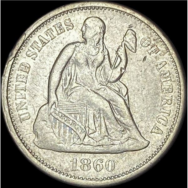 1860 Seated Liberty Dime NEARLY UNCIRCULATED