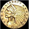 Image 1 : 1910 Indian Head Quarter Eagle $2.50 Gold CLOSELY UNCIRCULATED