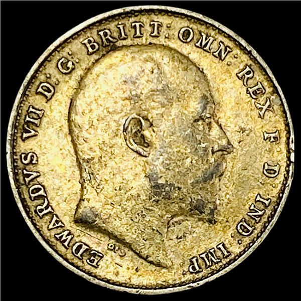 1909 Silver Threepence (UK) NEARLY UNCIRCULATED