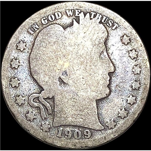 1909-O Silver Barber Quarter  NICELY CIRCULATED
