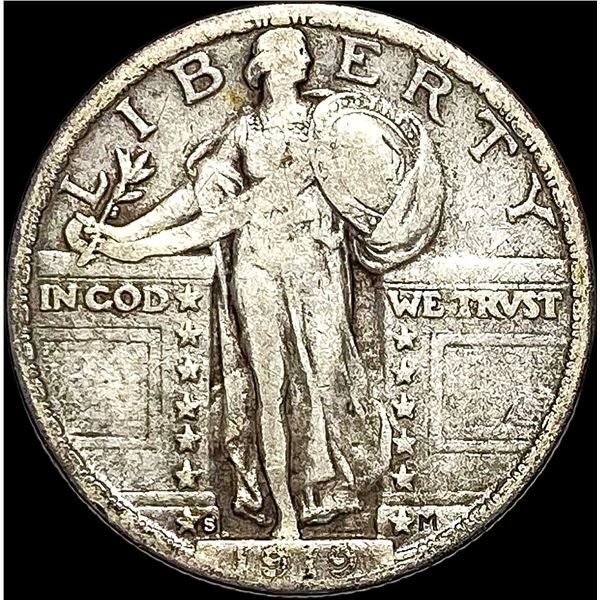 1919-S Silver Standing Liberty Quarter  LIGHTLY CIRCULATED