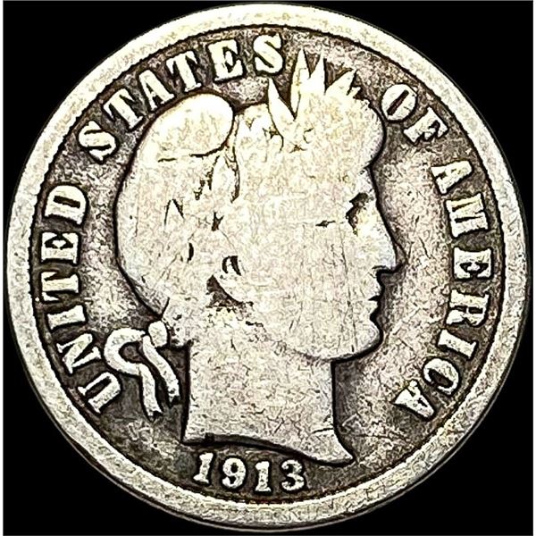 1913-S Silver Barber Dime NICELY CIRCULATED