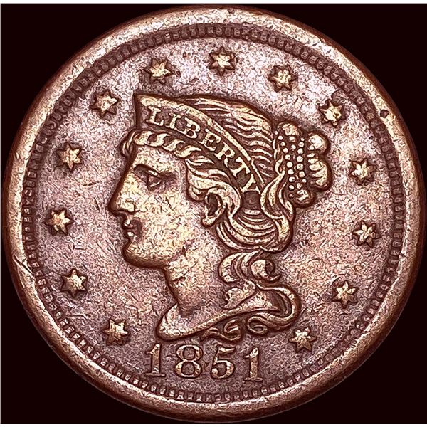 1851 Braided Hair Large Cent CLOSELY UNCIRCULATED