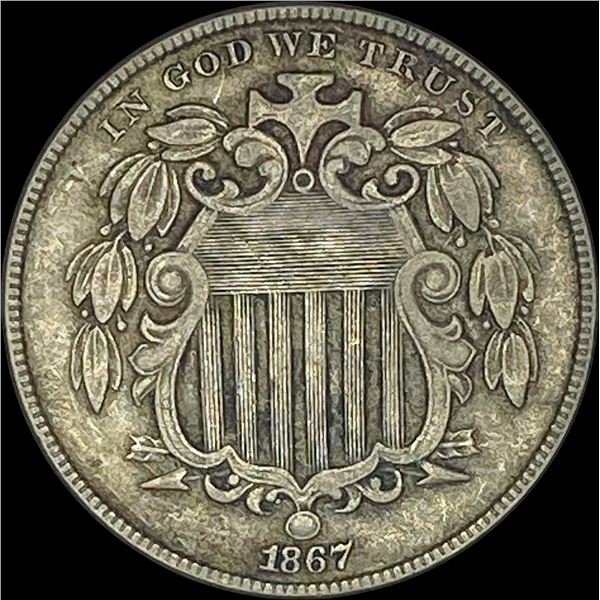 1867 No Rays Shield Nickel LIGHTLY CIRCULATED