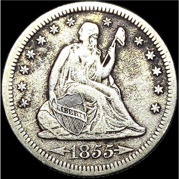 1855-S Silver Seated Liberty Quarter NICELY  CIRCULATED