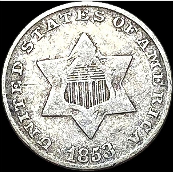 1853 Silver Three-Cent Piece NICELY CIRCULATED