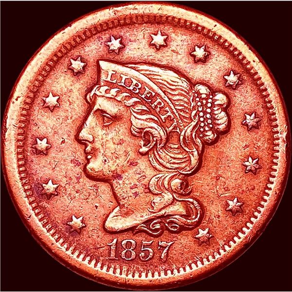 1857 Braided Hair Large Cent CLOSELY UNCIRCULATED