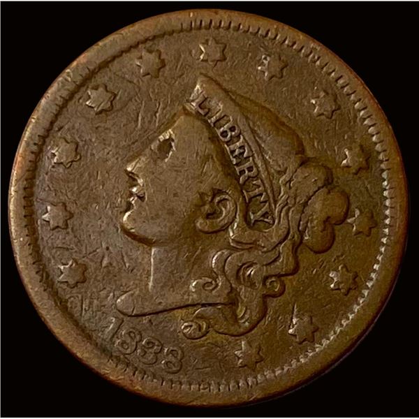 1838 Coronet Head Large Cent NICELY CIRCULATED