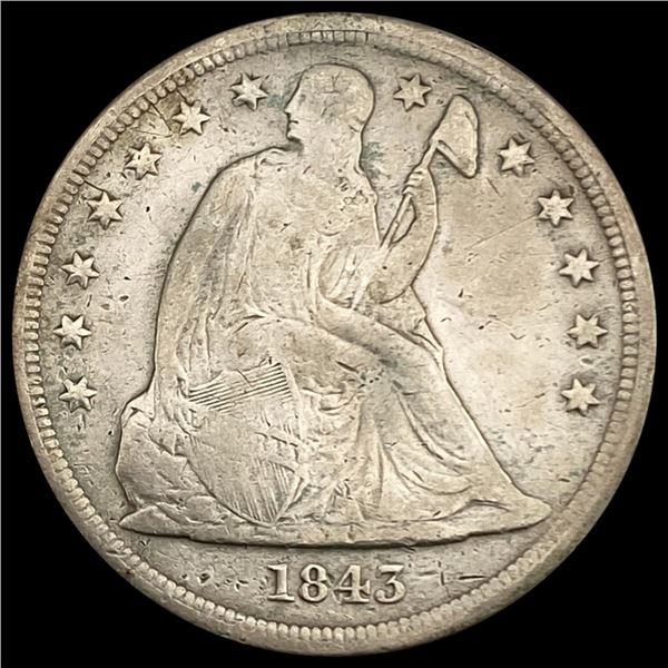 1843 Seated Liberty Dollar NEARLY UNCIRCULATED