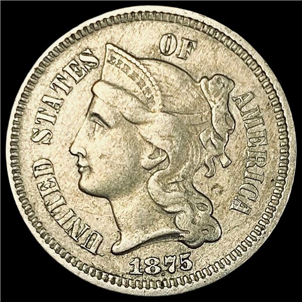 1875 Nickel Three-Cent Piece CLOSELY UNCIRCULATED