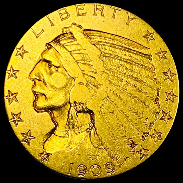 1909 Indian Head $5 Gold Half Eagle LIGHTLY CIRCULATED