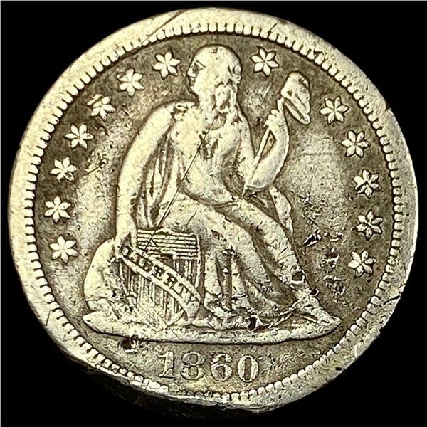 1860-S Silver Seated Liberty Dime LIGHTLY CIRCULATED
