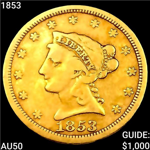 1853 $2.50 Gold Quarter Eagle CLOSELY UNCIRCULATED