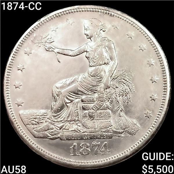1874-CC Silver Trade Dollar CHOICE AU