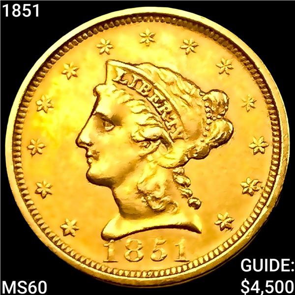 1851 $2.50 Gold Quarter Eagle UNCIRCULATED