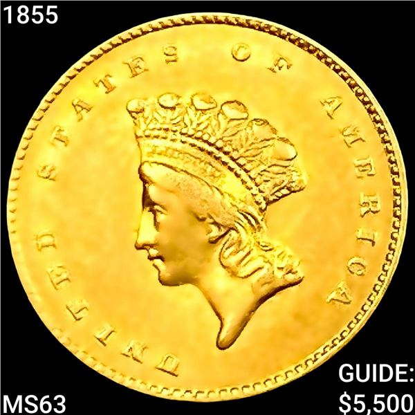 1855 Rare Gold Dollar CHOICE BU