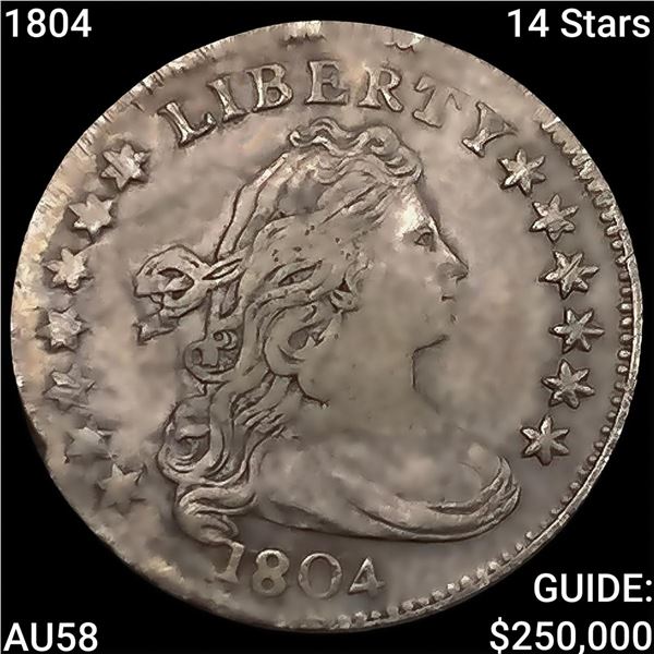 1804 14 Stars Draped Bust Dime CHOICE AU