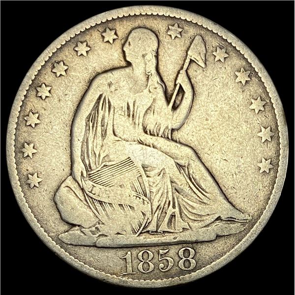 1858-O Silver Half Dollar LIGHTLY CIRCULATED