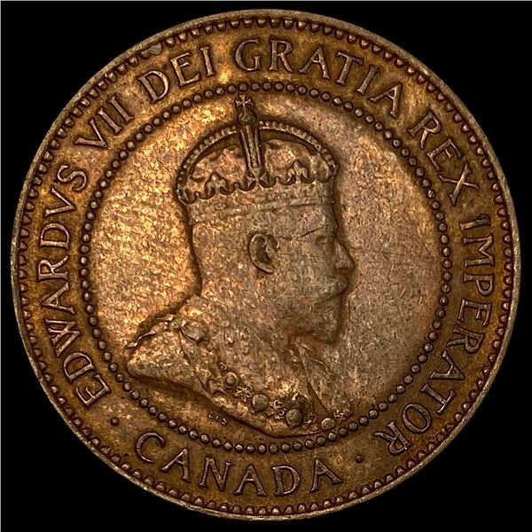 1907 Canada Bronze 1 Cent H Mint Mark CLOSELY UNCIRCULATED