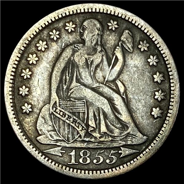 1855 Arrows Seated Liberty Dime NEARLY UNCIRCULATED