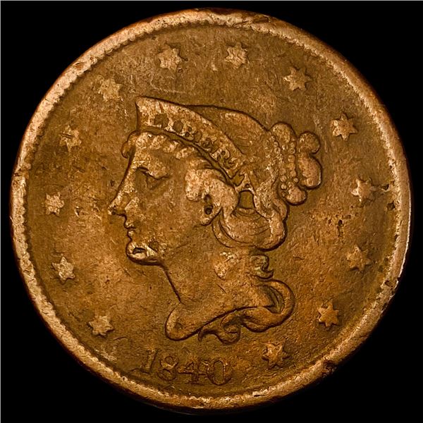 1840 Braided Hair Large Cent NICELY CIRCULATED